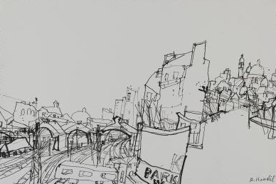 Paris, Bahnhofsgelände, 1967, Rohrfederzeichnung