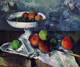 Paul Cézanne, Stillleben mit Compotier, Glas und Messer, 1879/80