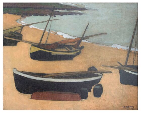 Heinrich Schröder, Boote bei Étretat, 1909