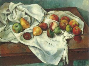 Robin Christian Andersen, Früchtestillleben auf weißem Tuch, 1913