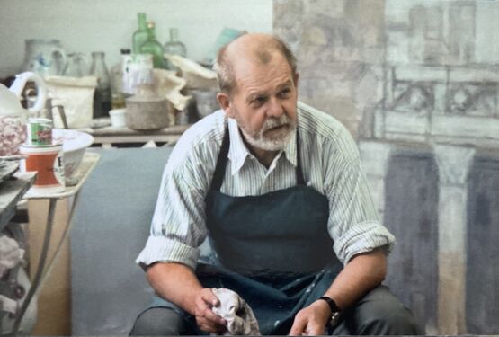 Rudolf Hradil im Atelier in Morzg, Foto: Vera von Glasner Ostenwall