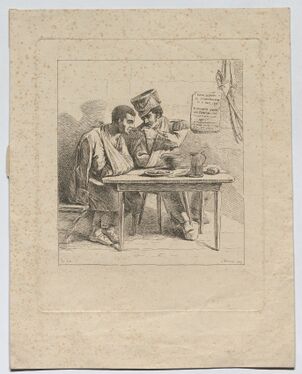 Unbekannt, "Verwundete Franzosen bei der Menage ...", 1809