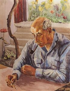 Trude Waehner, Josef Frank beim Aquarellieren, 1950er Jahre